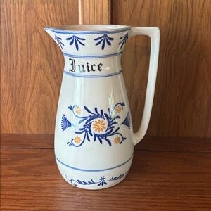 Vintage Blue White Juice Pitcher